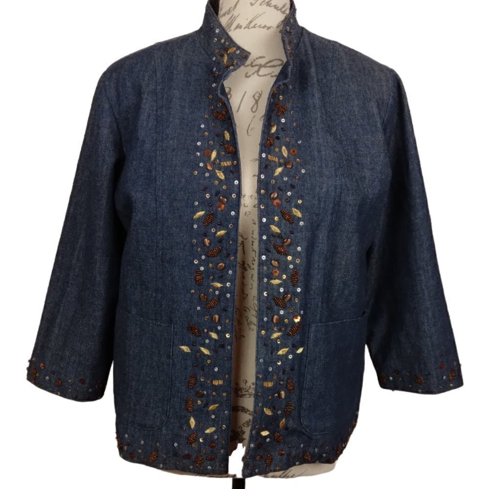 Coldwater Creek | Embellished Denim Embroidered B… - image 1